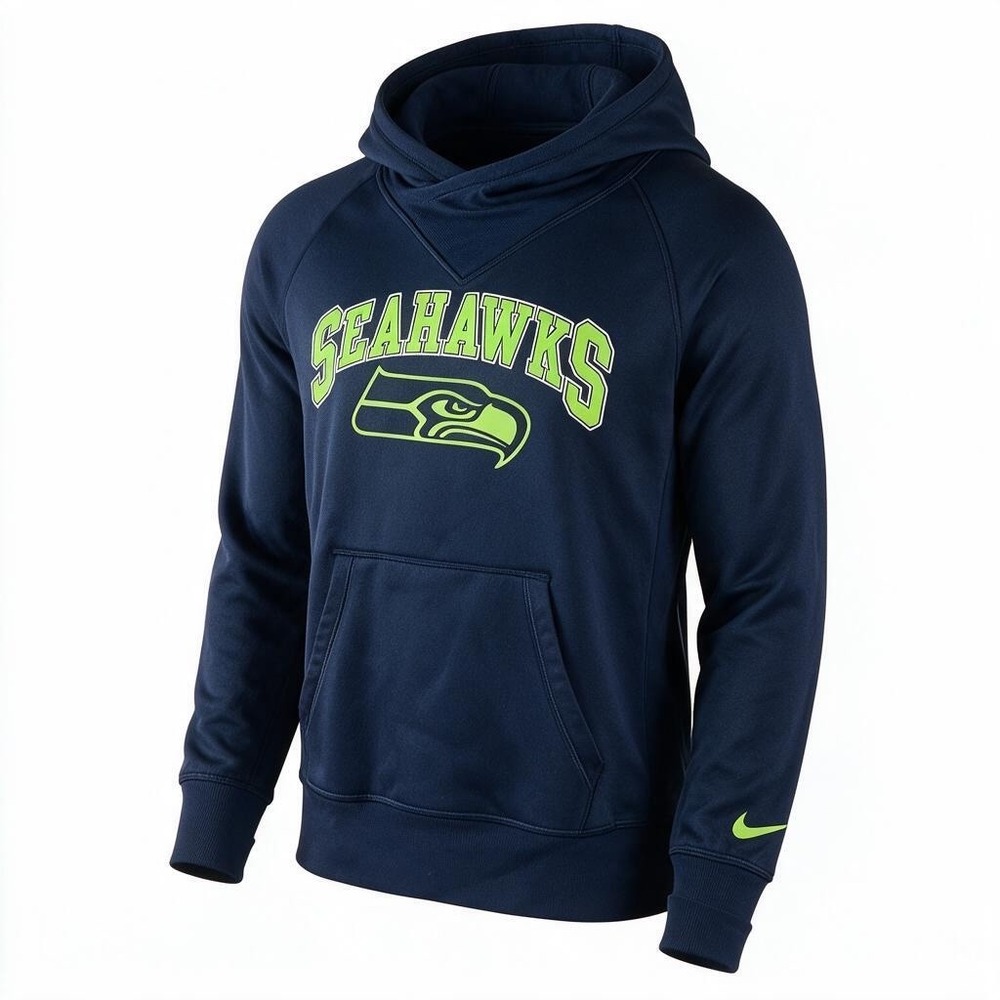 Nike Therma-FIT Seattle Seahawks Hoodie Navy Blue Medium NFL Team Apparel